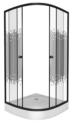 Душевой уголок Niagara NG-007 BLACK 90x90 с рисунком, черный