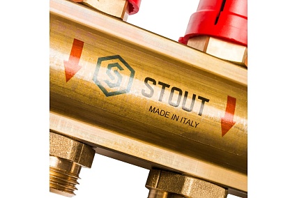 Распределительный коллектор из латуни с расходомерами 10 вых. STOUT SMB 0473 000010