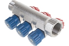 Комплект Valtec _15 VI7 Коллектор с вент. 3 вых.х3/4x1/2 НР, никель VTc.560.N.0503+ Адаптер д/коллектора /конус-плоскость/ 1/2 VTc.701.N.04 VT.VI7.K15.5600503.701