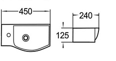 Раковина WeltWasser WW AISBACH 7945 GL-WT L 45 см, левая 10000008690 белый глянец