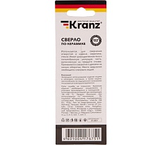Сверло по стеклу и керамике 10 мм, 4 грани, шестигранный хвостовик Kranz KR-91-0651