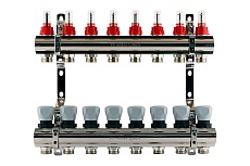 Коллекторная группа PROFACTOR латунь, с расходомерами 1х8 вых 3/4 ЕК PF MB 800.8