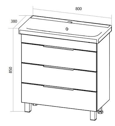 Тумба с раковиной 1MarKa Gaula 80 см