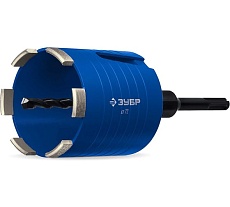 Алмазная сегментная коронка для подрозетников Зубр Профессионал 72 мм (М16; рабочая глубина 75 мм, лазерная сварка) 29875-72