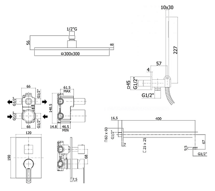 Душевой набор Paffoni Ringo KITRIN018CR/MKING душ 30 см, хром