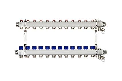 Комплект коллекторов с кронштейнами Ридан SSM-12R set 12 контуров 088U0982R