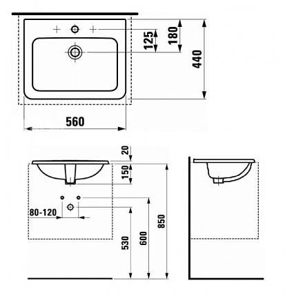 Раковина Laufen Pro 56 8.1396.1.000.104.1