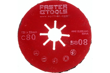 Диск шлифовальный гофрированный 125 мм, P80 Faster Tools 5808