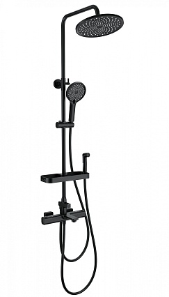 Душевая стойка Wonzon&Woghand Solid WW-C3011-A1-MB термостат, черный матовый