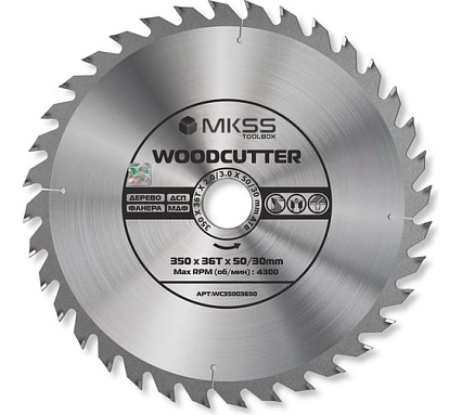 Диск пильный по дереву MKSS Toolbox Woodcutter WC3500 350x36Тх50/30 мм WC35003650