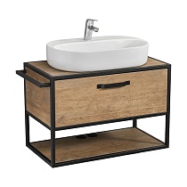 Мебель для ванной Акватон Лофт Фабрик 80 см со столешницей, раковина Одри Round, дуб кантри