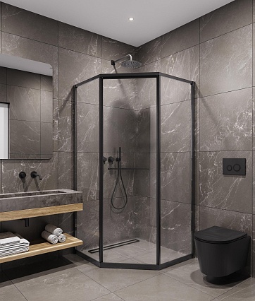 Душевой уголок Timo TTSS-100/03C-8R 100x100 правый, прозрачный, черный