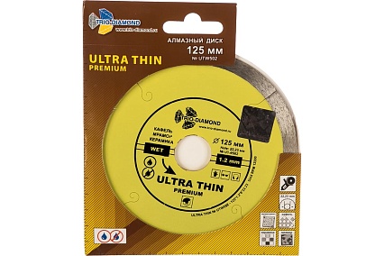 Диск алмазный отрезной Сплошной Ультратонкий Ultra Thin hot press (125х22.23 мм) TRIO-DIAMOND UTW502
