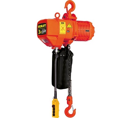 Цепная стационарная электрическая таль OCALIFT 03-01s 3т, 6м, 380в, на крюке OCA0301SN6m
