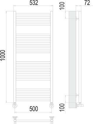 Полотенцесушитель водяной Terminus Аврора П20 500x1000, 4670078529381