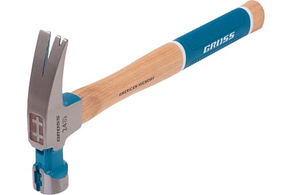 Молоток-гвоздодер Gross 680 г, угол 75, магнит, обрезиненная рукоятка american hickory 10425