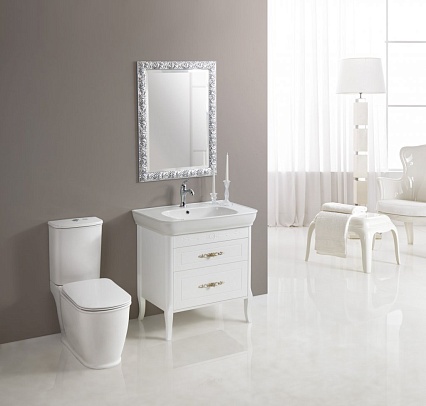 Тумба с раковиной BelBagno Prado 80 см Bianco Lucido, выгнутые ножки