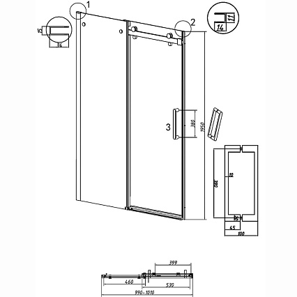 Душевая дверь Grossman Classic 100x195 прозрачное, черный матовый 100.K33.04.100.21.00