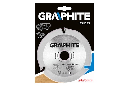 Диск отрезной по дереву (125x22.2x2.8 мм; 3 зуба) для УШМ Graphite 55H599
