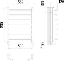 Полотенцесушитель водяной Terminus Виктория П8 500x800, 4670078530134