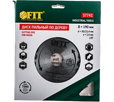 Диск пильный по дереву (190х30 мм; 24Т) для циркулярных пил FIT 37741
