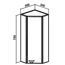 Шкаф навесной Руно Кредо 30 см R угловой белый