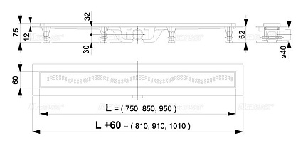 Душевой лоток Alcaplast Simple APZ8-850M 85 см, с решеткой, хром