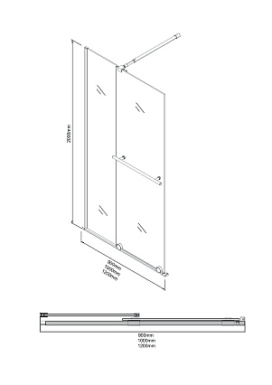 Душевая перегородка Niagara Nova NG-671-12BLACK 120x200 прозрачная, профиль черный матовый