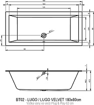 Акриловая ванна Riho Lugo Plug&Play 180x80 см R с монолитной панелью