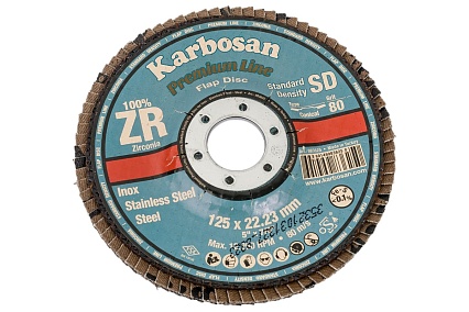 Круг лепестковый торцевой, угловой, цирконат 100% 125х22.2 мм, P-80 ABRAFORM AF-FLAP-CN-125-P80-ZR100