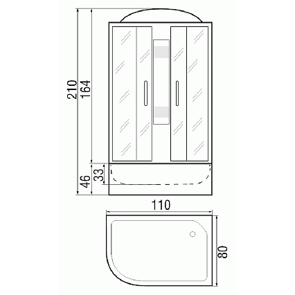 Душевая кабина River Nara 110/80/44 МТ 110x80 белый, матовое, R