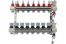 Коллекторная группа PROFACTOR латунь, с расходомерами, в сборе, 1х8 выходов 3/4 ЕК PF MB 802.8