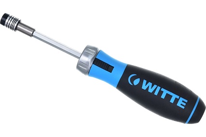 Реверсивная отвертка WITTE PRO BITDRIVE Ratchet с трещоткой и набором бит в рукоятке 468021000