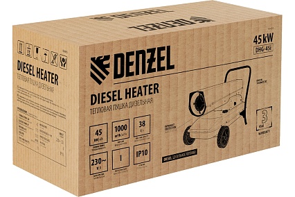 Дизельная тепловая пушка Denzel dhg-45i, 45 квт, 1000 м3/ч, прямой нагрев, электронный термостат 96485