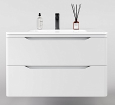 Тумба с раковиной Style Line Марелла Люкс Plus 90 см подвесная, белый матовый