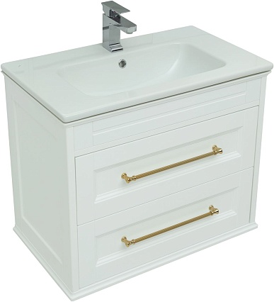 Мебель для ванной Aquanet Бостон 80 см белый матовый, ручки золото