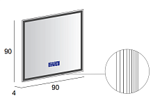 Зеркало Cezares 90x90 см с радио, датчик температуры, антипар 45063