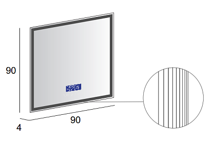 Зеркало Cezares 90x90 см с радио, датчик температуры, антипар 45063