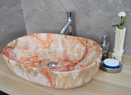 Раковина CeramaLux Stone Edition Mnc174 60 см красный/оранжевый