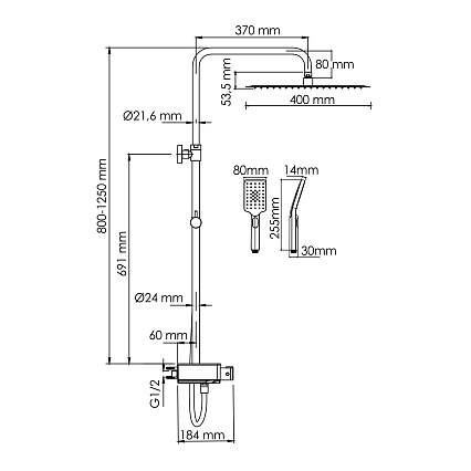 Душевая стойка WasserKRAFT A113.119.126.CH Thermo с термостатом, хром