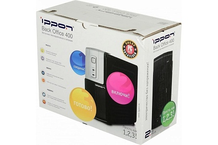 Источник бесперебойного питания Ippon Back Office 400 200Вт 400ВА черный 74262