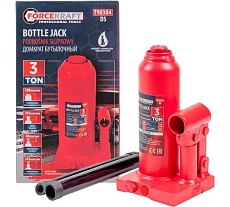 Гидравлический бутылочный домкрат Forcekraft 3 т, с предохранительным клапаном, минимальная высота: 180 мм, ход штока: 105 мм, ход винта: 60 мм FK-T90304/DS/(26571)