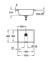 Кухонная мойка Grohe K700U 31655AT0 61 см серый гранит