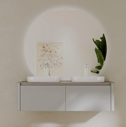 Мебель для ванной Black&White Universe U915.1400-2 Double 140 см, светло-серый, две раковины Мебель для ванной Black&White Universe U915.1400-2 Double 140 см, светло-серый, две раковины