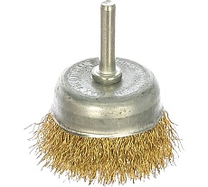 Щетка чашка, латунированная витая проволока, мягкая 50 мм для дрели VIRA 572051