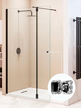 Душевая перегородка RGW Walk In WA-054B (WA-010B + Z-072B) 70x195 черный, прозрачное 351005403-11