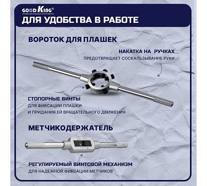Набор плашек и метчиков GOODKING 32 предмета PM-10032