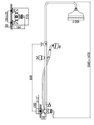 Душевая стойка Lemark Brava LM4760G золото