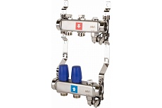 Коллектор из нержавеющей стали в сборе MVI без расходомеров, c дренажным краном и воздухоотводчиком, 2 выхода MS.602.06