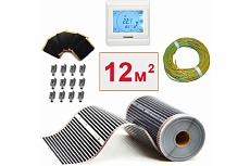 Плёночный электрический тёплый пол ТеплоСофт 12м.кв. с сенсорным терморегулятором плёнка 12м.кв./сенс